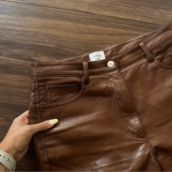 Wilfred Melina Brown Faux Leather Straight Leg Pants Size 6 - Picture 7 of 9